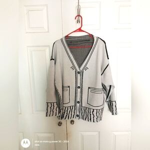 White cartoon inspired cardigan